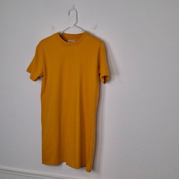 Madewell T-Shirt Dress Sz M Crew Neck Cotton Minimalist Neutral Basics Mustard - Picture 2 of 13